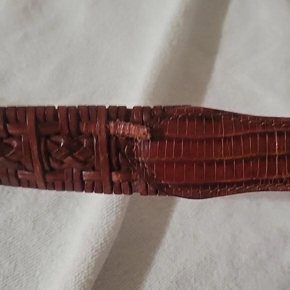 Rustic Brown Mens Braided Stretchy Full Grain Leather‎ Cowboy Dress Belt 36